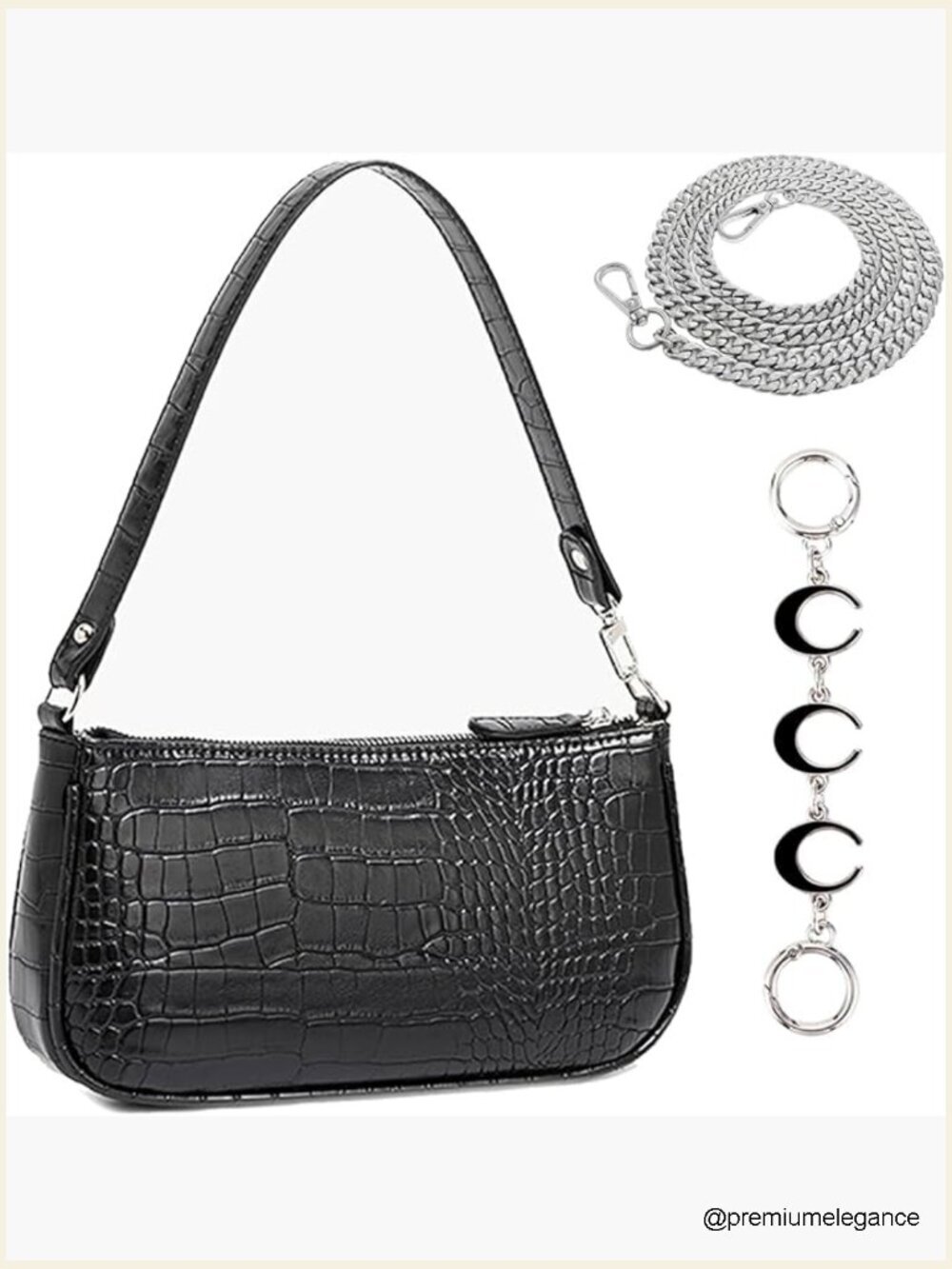 Textured Shoulder Bag with Chain 3-Piece Set Small Handbag